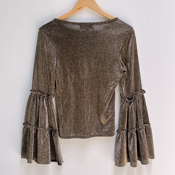 LIKELY Freya Gold Glitter Top Size M - Picture 4 of 8